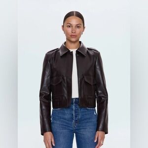 Pistola shrunken leather jacket in dark brown